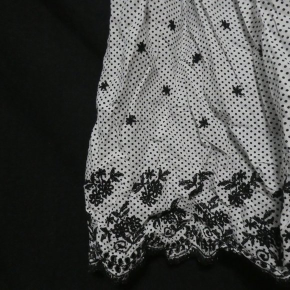 COSTA BLANCA | Black and White Polka Dot and Flower Stitched Skirt | 100% Cotton - Picture 13 of 15